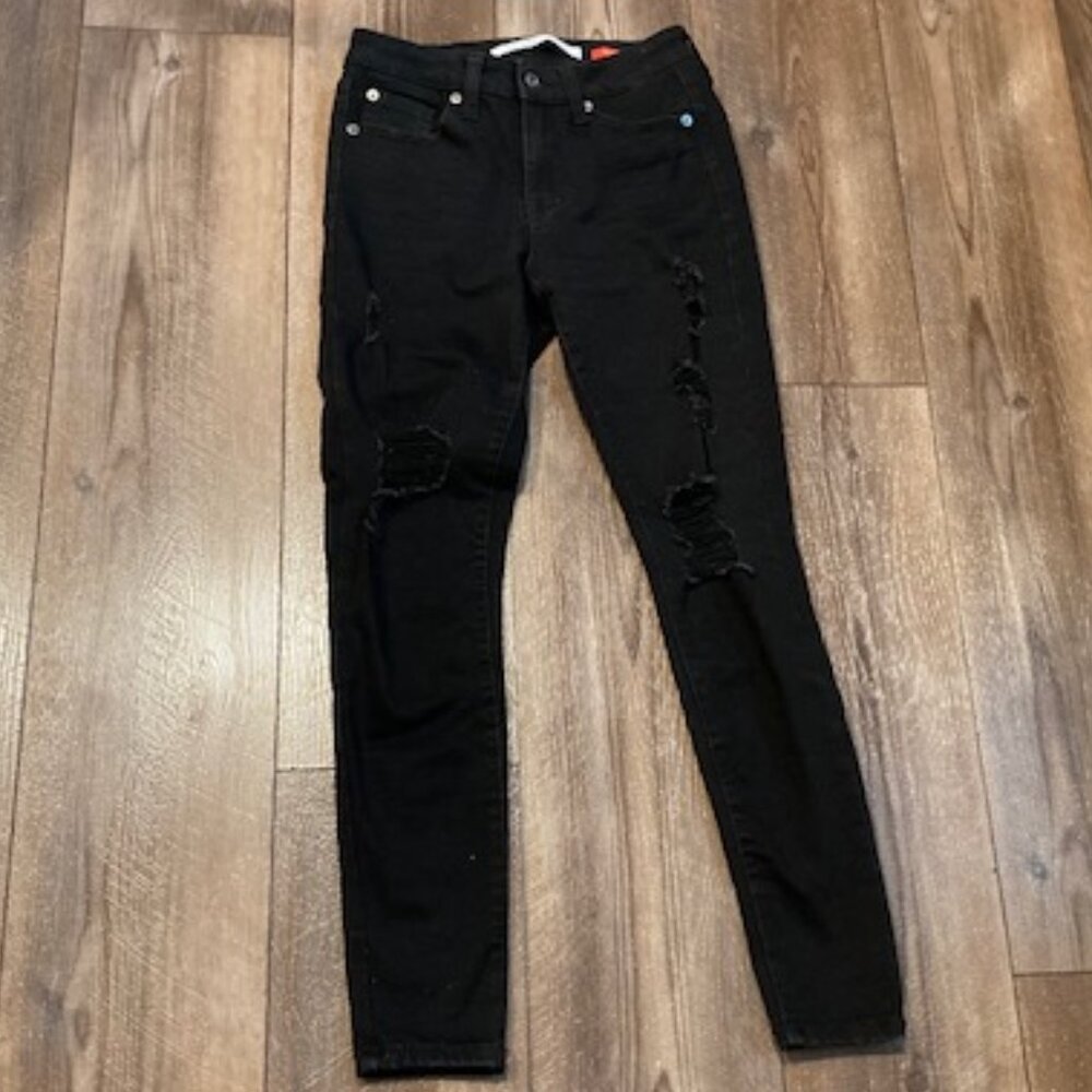 BLACK very tight STRETCH ripped knees CELEBRITY PINK The Rider JEANS * 0 / 24